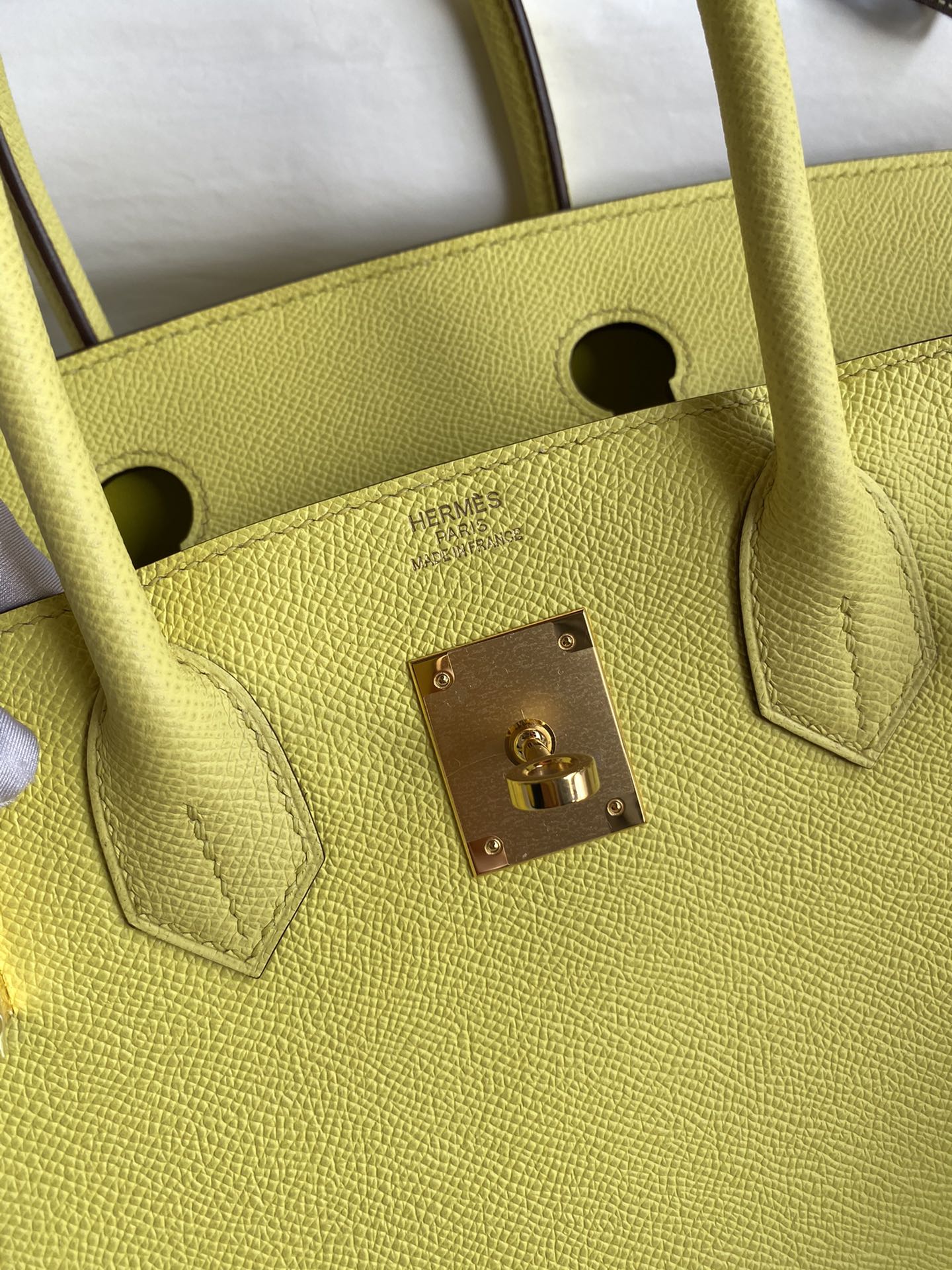 Hermes Birkin 30CM Epsom Leather Handbag Lemon Yellow